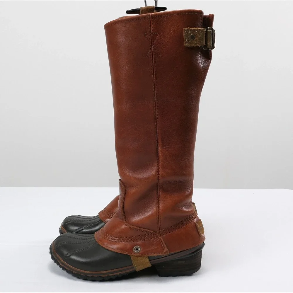 Sorel Leather Slimpack Equestrian Riding Boots Women's sz 6 Cinnamon 15